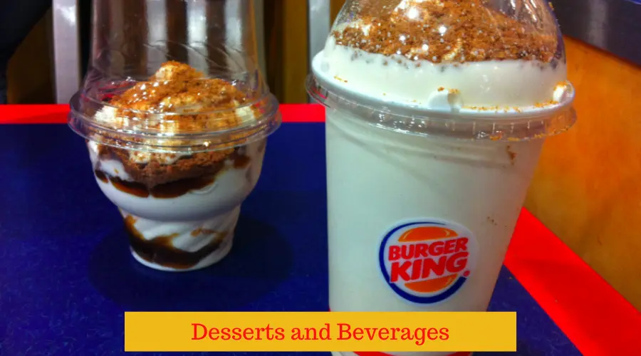 Burger King Catering Desserts and Beverages 