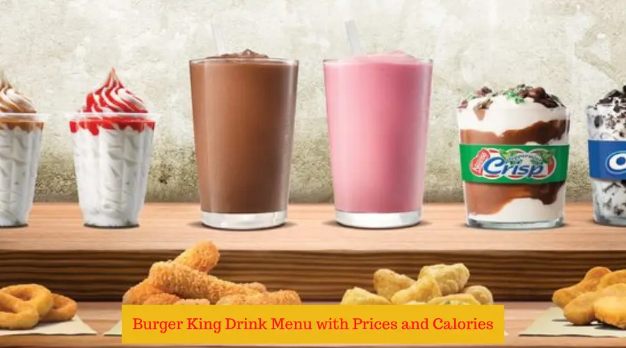 Burger King Drink Menu with Prices and Calories